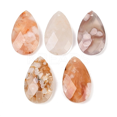 Natural Cherry Blossom Agate Pendants G-K381-09-1