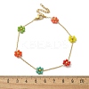 304 Stainless Steel & Synthetic Stone Daisy Flower Chain Anklets for Women LS-AJEW-B031-01G-03-5