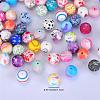 Printed Round Silicone Focal Beads SI-JX0056A-90-2