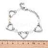 201 Stainless Steel Heart Link Chain Bracelets BJEW-B078-177P-02-3