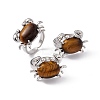 Natural Tiger Eye Crab Open Cuff Ring RJEW-I090-01P-09-1