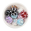 Inlay Glass Polymer Clay Rhinestone Rondelle Beads CLAY-A004-02-4