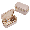 Portable Travel Rectangle PU Leather Jewelry Set Storage Zipper Boxes LBOX-WH0007-001B-1
