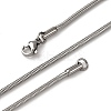 1MM 304 Stainless Steel Round Snake Chain Necklaces NJEW-P338-06P-4