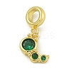 Rack Plating Brass Pave Green Cubic Zirconia Insects European Dangle Charms KK-Z067-35G-1