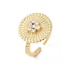 Adjustable Brass Micro Pave Cubic Zirconia Cuff Rings for Women RJEW-B139-07G-01-4