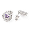 Rack Plating Brass Micro Pave Cubic Zirconia Stud Earrings EJEW-I304-08P-05-2