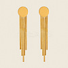 Flat Round 304 Stainless Steel Tassel Stud Earrings JH8202-1-1