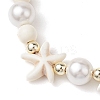 Adjustable Dyed Synthetic Turquoise & Shell Pearl Braided Bead Bracelets BJEW-JB10513-01-3