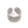 Non-Tarnish 304 Stainless Steel Multi Line Open Cuff Rings for Women RJEW-G285-10P-2