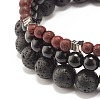 Natural Wood Beads Stretch Bracelets Set BJEW-JB07344-8