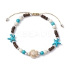 Starfish & Tortoise Synthetic Turquoise Braided Bead Anklets AJEW-AN00564-01-1
