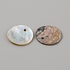 Natural Akoya Shell Flat Round Pendants BSHE-WH0002-04C-2