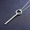 SHEGRACE Stylish 925 Sterling Silver Ring and Bar Pendant Lariat Necklace JN473A-2