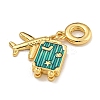 Rack Plating Brass Dark Cyan Enamel European Dangle Charms KK-U035-24G-2