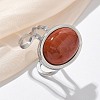 Oval Natural Red Jasper Finger Rings RJEW-M062-02P-14-1