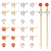 12 Pairs 4 Colors Brass Cubic Zirconia Stud Earring Findings KK-UN0001-82-1
