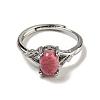 Oval Natural Rhodonite Adjustable Rings RJEW-Q818-01P-04A-3