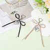 2Pcs 2 Colors Alloy Heart & PU Leather Bowknot Pendant Decorations FIND-GF0008-39-3