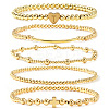 Brass and Stainless Beaded Stretch Bracelet Sets VB9693-8-1