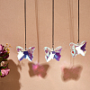 3Pcs Glass Butterfly Pendant Decorations AJEW-FH0005-36-5