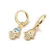 Hamsa Hand with Evil Eye Real 18K Gold Plated Brass Dangle Leverback Earrings EJEW-Q797-04A-02G-2