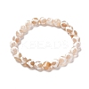 Tibetan Style Turtle Back Pattern dZi Natural Tibetan Agate Stretch Bracelet for Men Women BJEW-JB06716-1