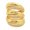 Brass Micro Pave Cubic Zirconia Cuff Rings RJEW-S392-15G-2