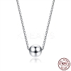 Round Ball Rhodium Plated 925 Sterling Silver Pendant Necklaces for Women NJEW-BB72244-1