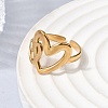 Hollow Heart 304 Stainless Steel Open Cuff Rings for Women RJEW-A091-23G-3
