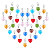 28Pcs 7 Colors Faceted Heart Glass Pendants Decoration HJEW-PH02042-1