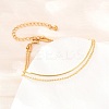 304 Stainless Steel Ball Chain & Snake Chain Double Layers Bracelets for Women BJEW-D460-06G-1