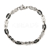 Two Tone 201 Stainless Steel Oval & Cross Link Chain Bracelet BJEW-B078-43BP-1