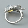 Resin Half Round & Crystal Rhinestone Star Open Cuff Ring RJEW-TAC0007-02C-P-2