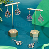 3 Pairs 3 Colors Teardrop with Tree of Life Dangle Earrings EJEW-UN0001-98-5
