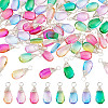 64Pcs 8 Colors Glass Pendants PALLOY-HY00060-1