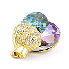 Real 18K Gold Plated Rack Plating Brass Micro Pave Cubic Zirconia Pendants KK-G466-02G-4