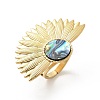 Flower 304 Stainless Steel Paua Shell Finger Rings for Women RJEW-G346-11G-01-4