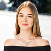 2Pcs 2 Colors Crystal Rhinestone Heart Pendant Necklaces Set with Alloy Curb Chains NJEW-AN0001-88-4