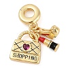 Rack Plating Brass Clear Cubic Zirconia Makeup European Dangle Charms KK-P287-34C-G-1