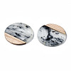 Transparent Resin & Walnut Wood Pendants X-RESI-T035-25-A01-3
