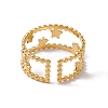 Ion Plating(IP) 304 Stainless Steel Stars Double Line Open Cuff Ring for Women RJEW-C045-24G-3