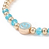 5Pcs 5 Colors Alloy Enamel Smiling Face & Brass & Glass Beaded Stretch Bracelets Set for Women BJEW-JB08774-5