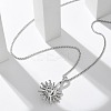 304 Stainless Steel Sunflower Pendant Box Chain Necklaces for Women NJEW-R011-01P-1