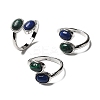 Natural Malachite & Lapis Lazuli Finger Rings RJEW-A068-02P-01-4