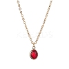 Glass Oval Pendant Necklaces NJEW-JN04928-1