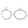2Pcs 2 Styles 304 Stainless Steel Hollow Cross-Linked Chain Bracelets for Couple BJEW-JB12293-2