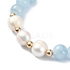 Natural Quartz & Pearl Beaded Stretch Bracelet for Women BJEW-JB09384-04-2