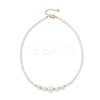 Round Shell Pearl Graduated Beaded Necklaces NJEW-JN05864-4