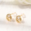 Brass Micro Pave Clear Cubic Zirconia Moon Stud Earrings EJEW-C158-10G-2